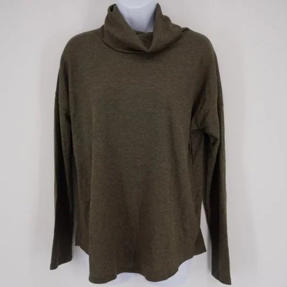 A New Day, Women's Green Waffle Knit Long Sleeve Cowl Neck Shirt- NWOT
